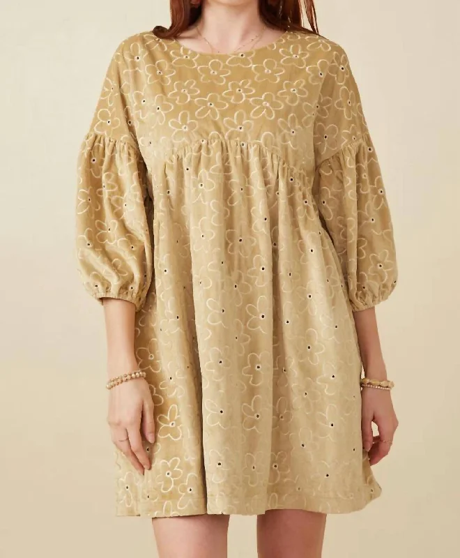 Timeless Women's Fashion Styles Corduroy Dress In Taupe