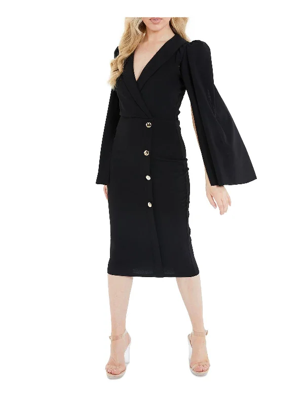 Laid-Back Elegance Womens Surplice Cape Sleeve Sheath Dress