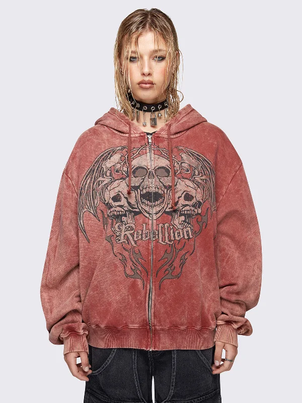 Women's Plus-Size Clothes Pastel Styles Rebellion Wash Zip Up Hoodie