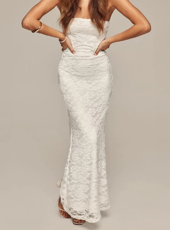Women's Elegant Outfit Lavelle Strapless Maxi Dress White
