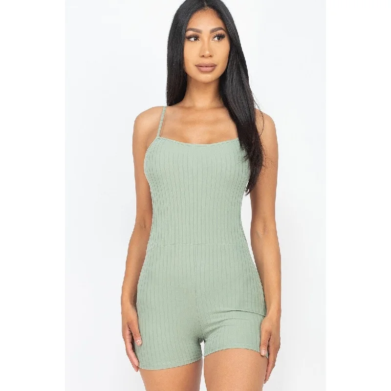 Women's Elegant Apparel Lighten Up With Nordic Styles Green Bay Ribbed Sleeveless Back Cutout Bodycon Active Romper Women's Elegant Apparel Lighten Up With Nordic Styles Green Bay Ribbed Sleeveless Back Cutout Bodycon Active Romper