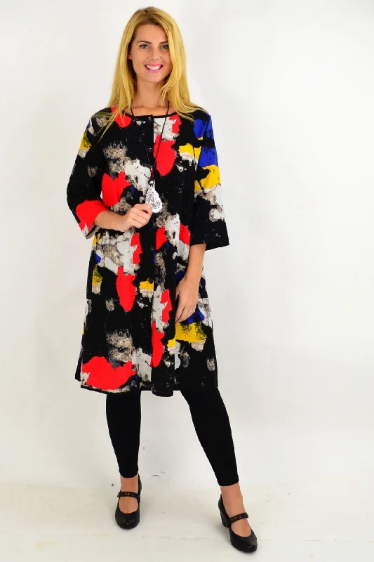 Best Online Boutiques For Women Colourful Paint Splash Shirt Dress