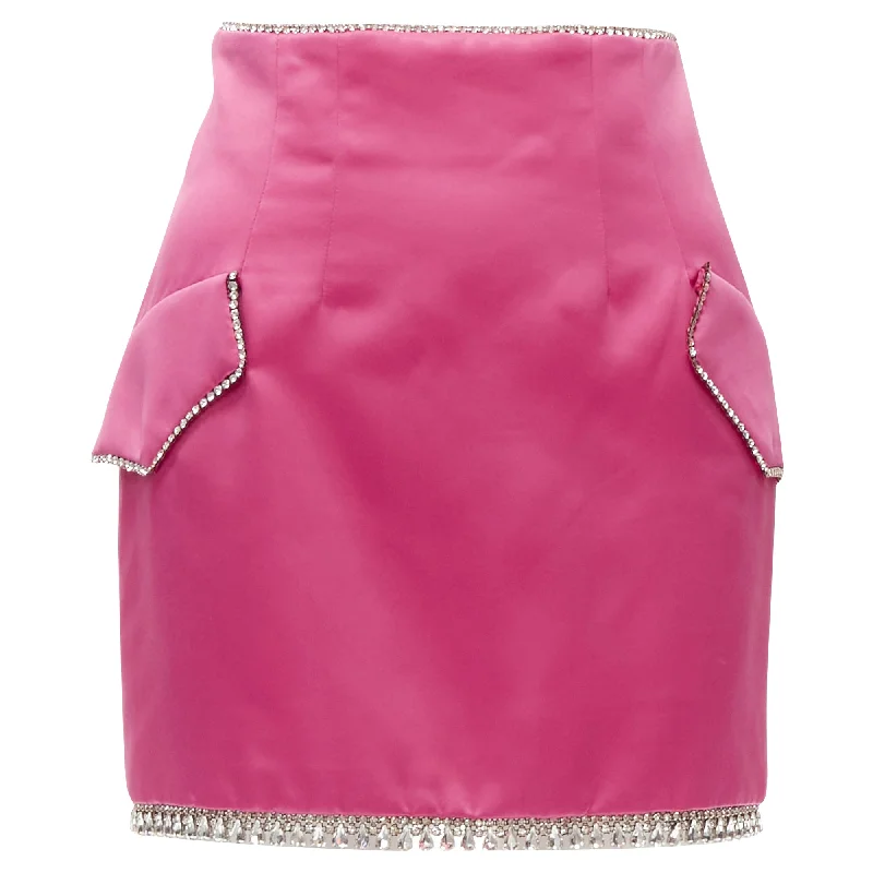 Women's Seasonal Garments Graceful Drape Giuseppe Di Morabito satin bling crystal rhinestone mini skirt