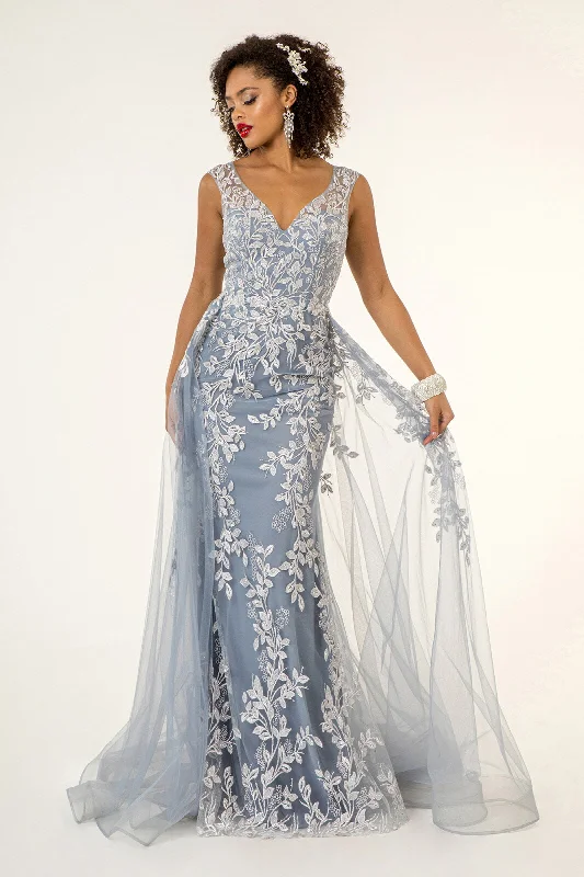 Catch Every Fashion Trend Floral Embroidered Overskirt Gown by Elizabeth K GL1920 Dreamy Aesthetic